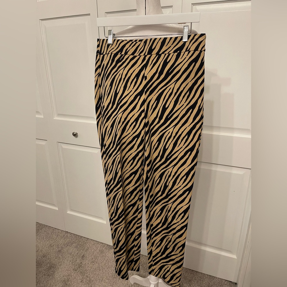 Talbots Black and Tan Zebra Print  Chatham Ankle Pants